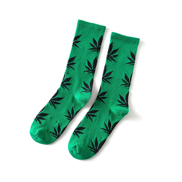 Leaf Crew Socks Black/Green
