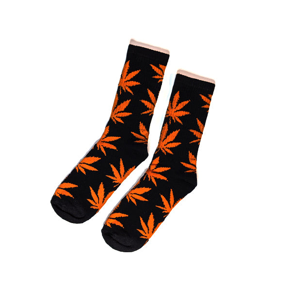 Leaf Crew Socks Orange/Black