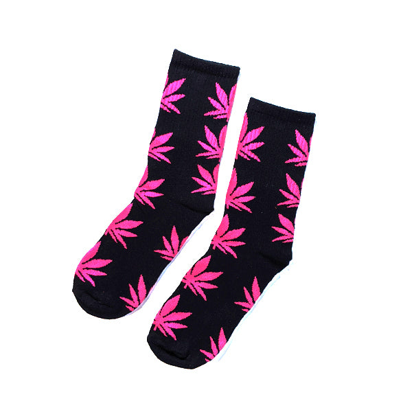 Leaf Crew Socks Pink/Black