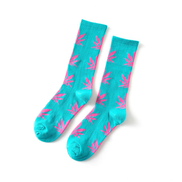 Leaf Crew Socks Pink/Blue