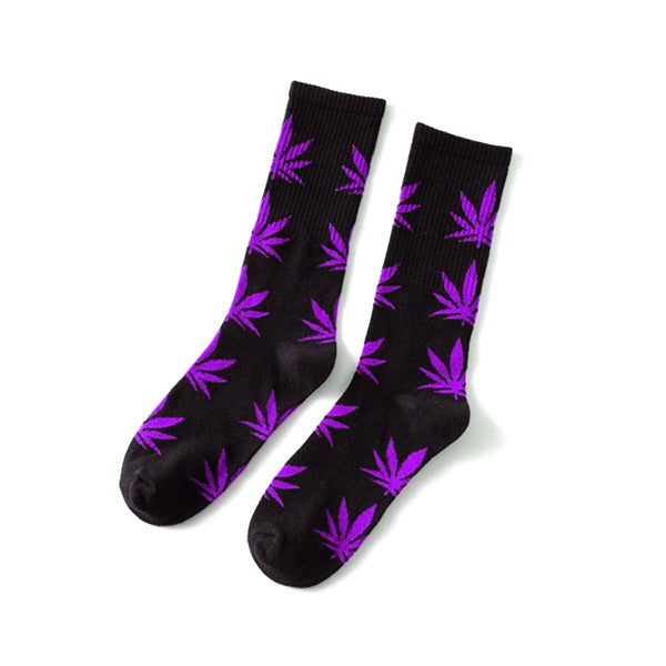 Leaf Crew Socks Purple/Black