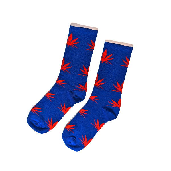 Leaf Crew Socks Red/Blue