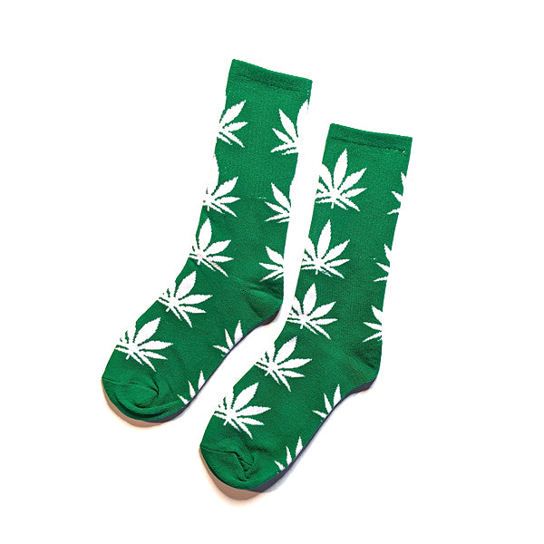 Leaf Crew Socks White/Green