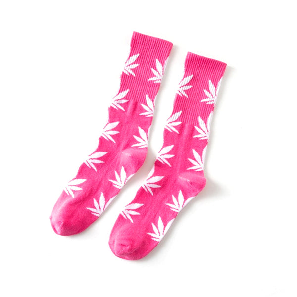 Leaf Crew Socks White/Pink