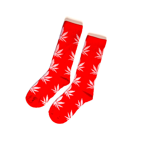 Leaf Crew Socks White/Red